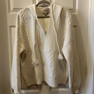 Industry Republic Winter White Cable Stitch Sweater with Hoodie, Large